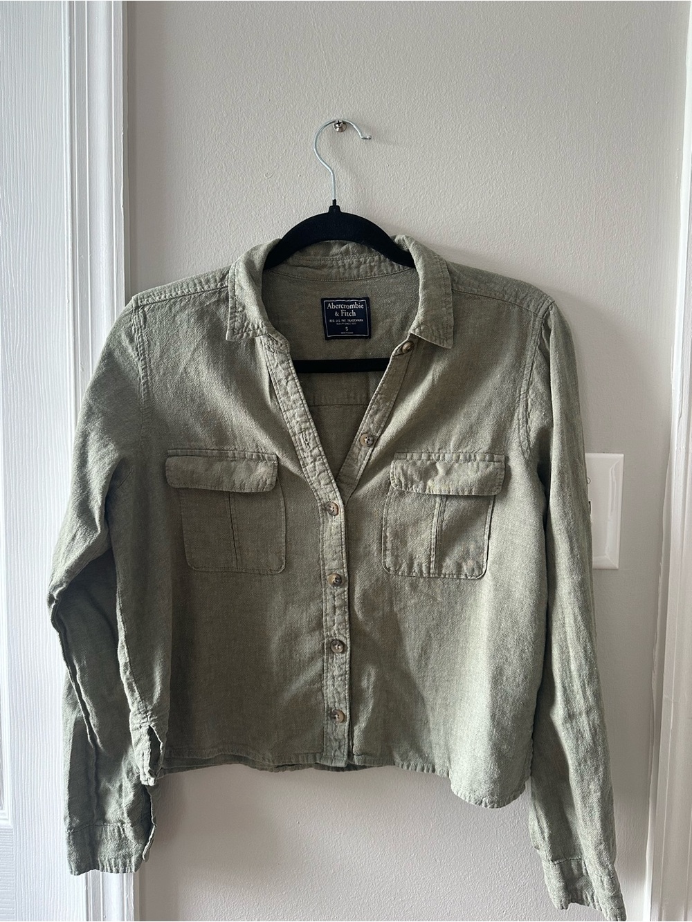 Abercrombie & Fitch Olive Utility Button-Down Shirt